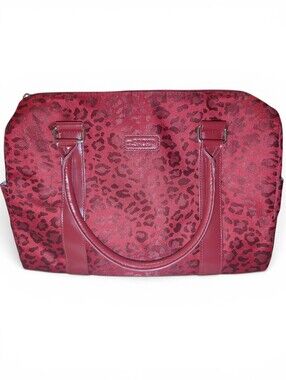SACHI Burgundy Wine Leopard Print Insulated Tote Crossbody Lunch Travel Bag NEW